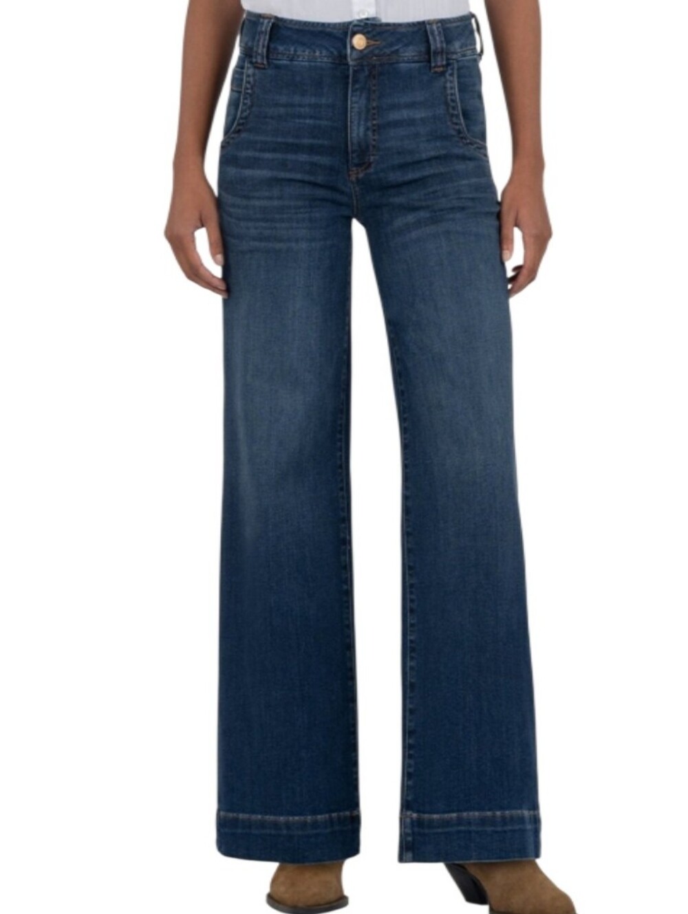 Kut From The Kloth Meg High-Waist Wide-Leg Trouser Distressed Jeans